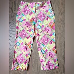 Lilly Pulitzer Vintage White Label Patchwork Monkey Capri Pants